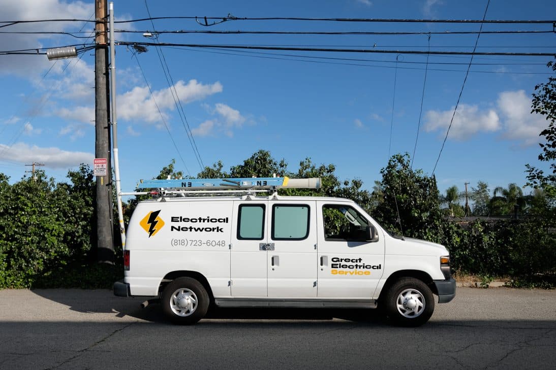 Electrical Network work truck with branded signage