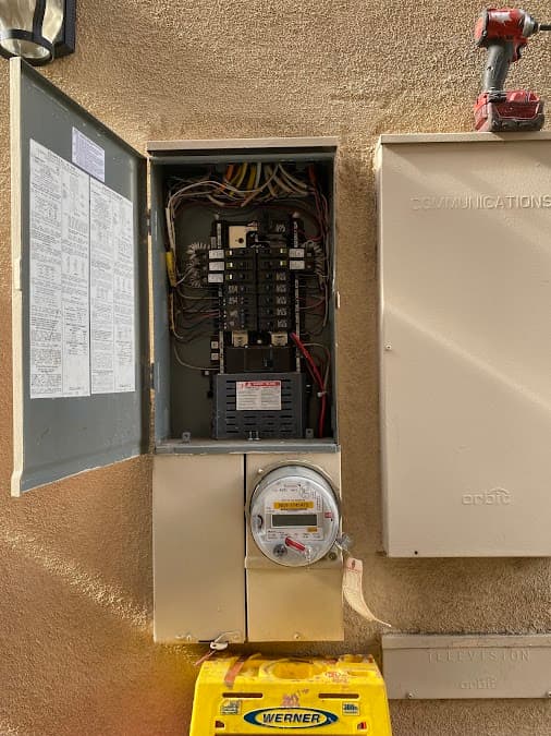 Exterior electrical panel and meter installation